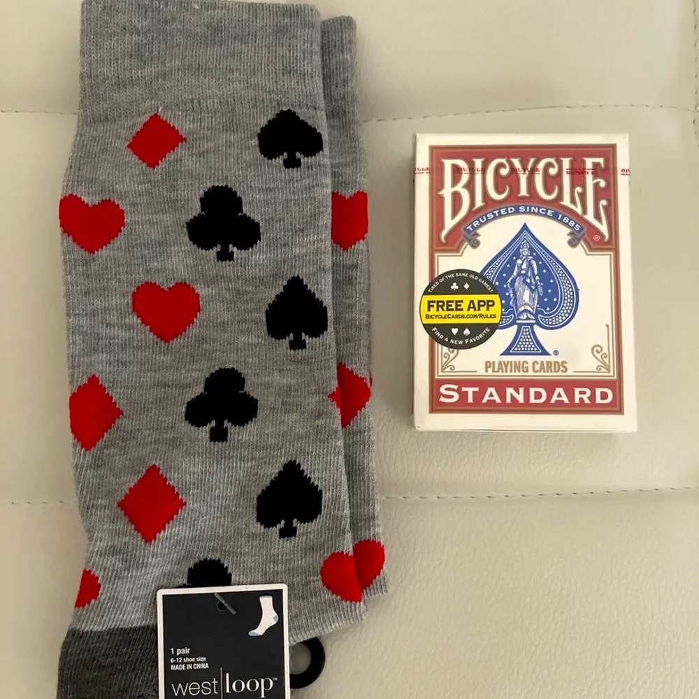 Lucky POKER SOCKS with DECK of CARDS *🍀